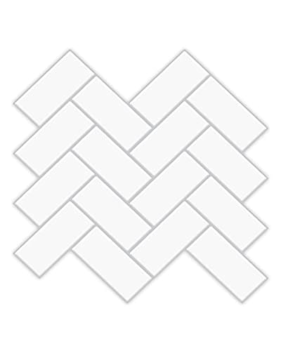 Art3d Herringbone Peel and Stick Backsplash Tiles (10 Tiles, Thicker Version)