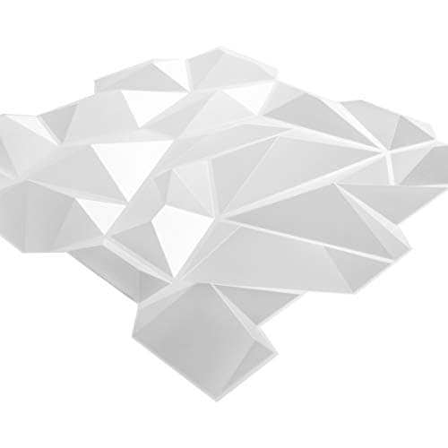 Art3d PVC 3D Diamond Wall Panel Jagged Matching-Matt White, for Residential and Commercial Interior Decor MEGA