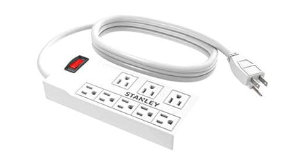 Stanley Power Max Strip 4ft White 8-Outlet design with a built in circuit breaker.-30012