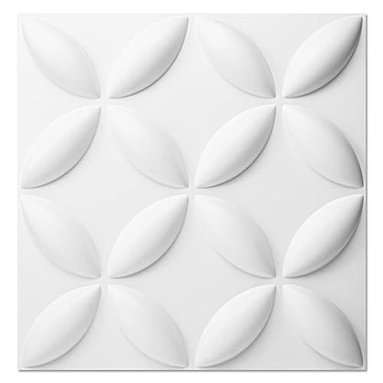 Art3d Textures 3D Wall Panels, PVC Wall Panels for Interior Wall Decor Pack of 12 Tiles 32 Sq Ft, White, 19.7