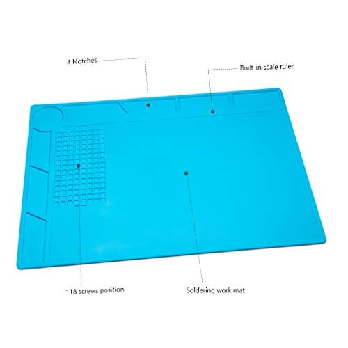 CPB Silicone Repair Mat Heat Resistant Work Mat with Scale Rule and Screw Position for soldering Iron, Electronics, Computer, Cellphone - Blue - S130 / S160 / S180 ebuystt