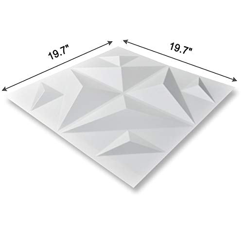 Art3d Decorative 3D Panels Textured Wall Design Board, White, 12 Tiles 32 Sq Ft MEGA