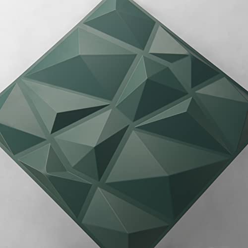 Art3d Textures 3D Wall Panels Army Green Diamond Design for Interior Wall Decor Pack of 12 Tiles 32 Sq Ft (PVC) MEGA