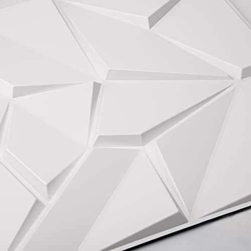 Art3d PVC 3D Wall Panels, Plastic Decorative Wall Tile in White 12-Pack MEGA