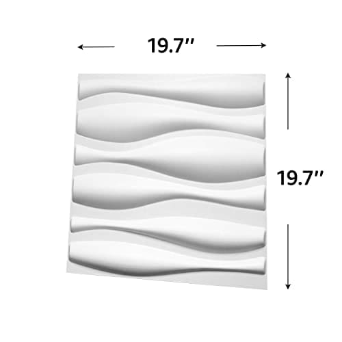Art3d Durable Plastic 3D Wall Panel PVC Wave Wall Design, White, 12 Panels 32 SF MEGA
