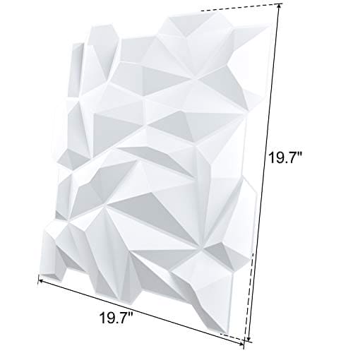 Art3d PVC 3D Diamond Wall Panel Jagged Matching-Matt White, for Residential and Commercial Interior Decor MEGA