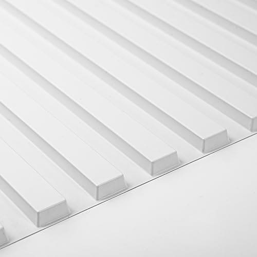 Art3d Slat Wall Panel, 3D Fluted Textured Panel 12-Tile 19.7 x 19.7in. - White MEGA