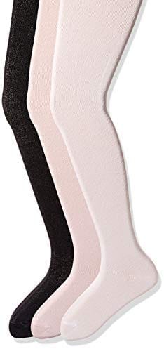 Essentials   Girls' 3-Pack Cotton Tights, Dots/White/Black, 7-10: Clothing ebuystt