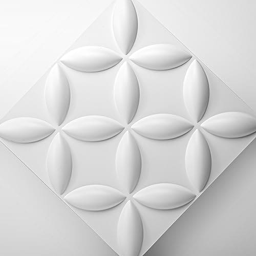 Art3d Textures 3D Wall Panels, PVC Wall Panels for Interior Wall Decor Pack of 12 Tiles 32 Sq Ft, White, 19.7"x19.7" MEGA