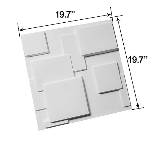 Art3d Decorative Tiles 3D Wall Panels for Modern Wall Decor, White, 12 Panels 32 Sq Ft MEGA