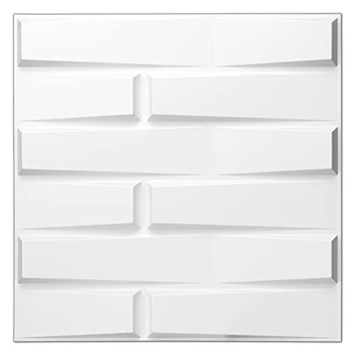 Art3d Decorative 3D PVC Wall Panel for Interior Décor, 12-Pack 19.7 x 19.7 in. White MEGA