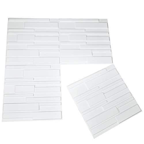 Art3d White Wall Panels Brick Design 3D Wall Panels, White, 12 Tiles 32 Sq Ft MEGA