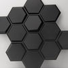 Art3d Textures 3D Wall Panels Black Hexagon Design Pack of 12 Tiles 25.5 Sq Ft (PVC)