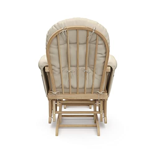 Storkcraft Premium Hoop Glider and Ottoman (Natural/Beige) – Padded Cushions with Storage Pocket, Smooth Rocking Motion, Easy to Assemble, Solid Hardwood Base ebuys