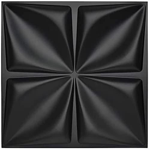 Art3d Matt Black 3D Wall Panel PVC Flower Design Cover 32 Sqft, for Interior Wall Decor in Living Room,Bedroom,Lobby,Office,Shopping Mall MEGA