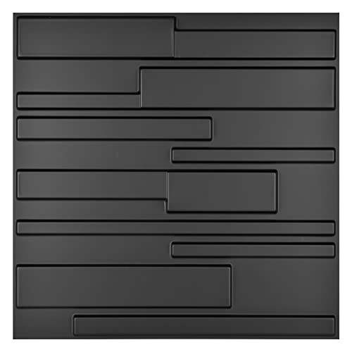 Art3d A10032BK Decorative PVC Wall Panels, 32 Square Feet, 3D Rectangle 3-Black, Sq Ft MEGA