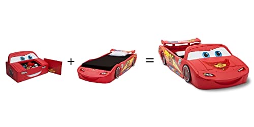 Delta Children Disney/Pixar Cars Lightning McQueen Toddler-to-Twin Bed with Toy Box Snooze 6 inch Memory Foam Twin Mattress (Bundle) EBUYSTT