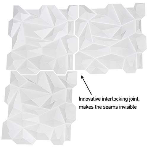 Art3d PVC 3D Diamond Wall Panel Jagged Matching-Matt White, for Residential and Commercial Interior Decor MEGA