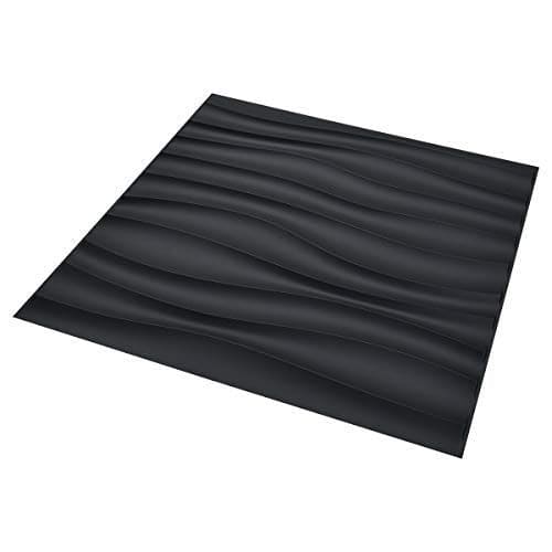 Art3d PVC Wave Panels for Interior Wall Decor, Black Textured 3D Wall Tiles, 19.7" x 19.7" (12 Pack) MEGA