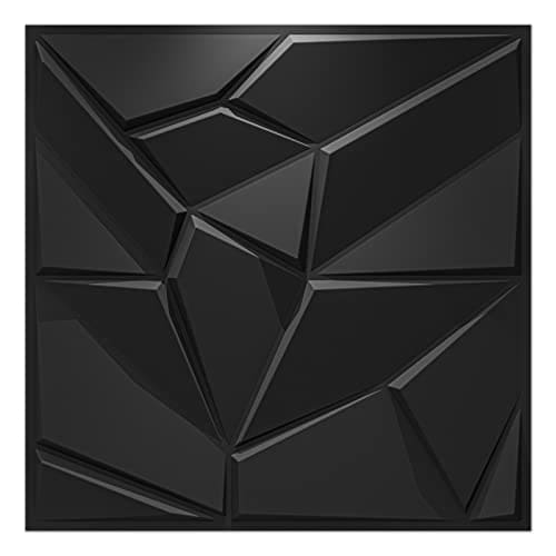 Art3d PVC 3D Wall Panels, Plastic Decorative Wall Tile in Black 12-Pack MEGA