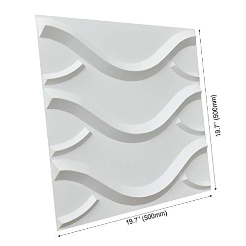 Art3d Decorative 3D Wall Panels in Modern Wall Design, 19.7"x19.7" Matt White (12 Pack) MEGA