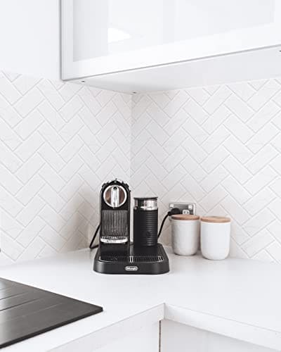 Art3d White Marble Herringbone Peel and Stick Backsplash Tiles (10 Tiles, Thicker Version) MEGA