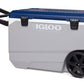 Igloo Maxcold Roller Cooler 90 Qt, with folding handle wheels in ash gray and blue, easy to transport - 450603 ebuystt