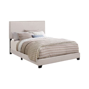 Boyd Eastern King Upholstered Bed With Nailhead Trim Ivory - 350051KE
