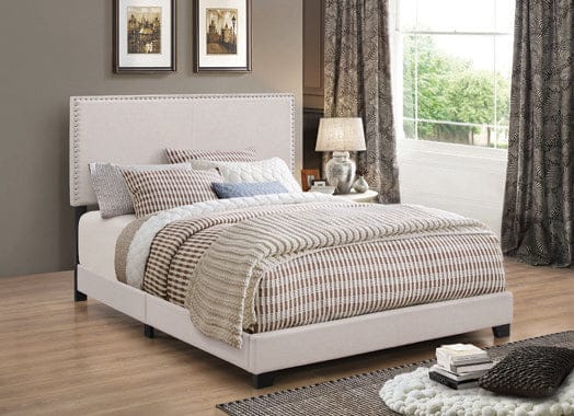 Boyd Eastern King Upholstered Bed With Nailhead Trim Ivory - 350051KE