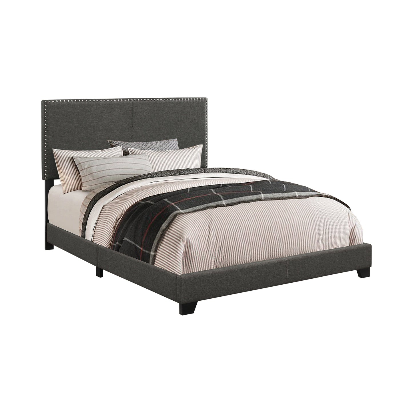 Boyd Queen Upholstered Bed With Nailhead Trim Charcoal - 350061Q A-Z Store Nadia