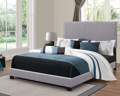 Boyd Eastern King Upholstered Bed With Nailhead Trim Grey - 350071KE