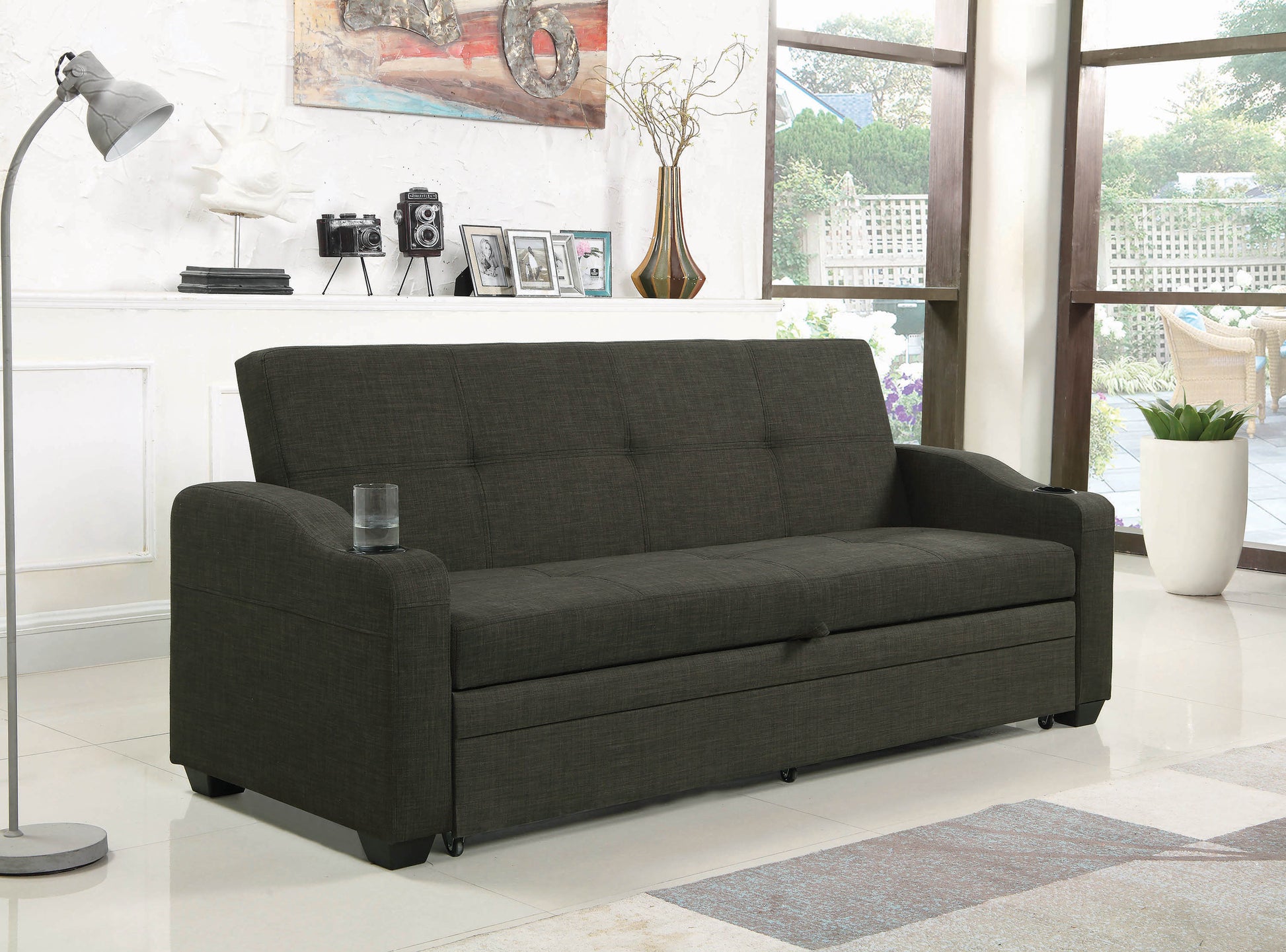 Miller Upholstered Sleeper Sofa Bed Charcoal Grey Collection: Miller SKU: 360063 coastmega
