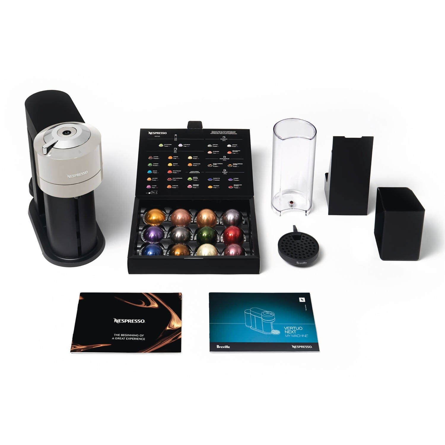 Nespresso by Breville Vertuo Next Coffee & Espresso Machine (Light Grey) is a single-serve machine with Centrifusion technology to gently brew both coffee and espresso. Its slim fit makes the perfect addition to any kitchen or countertop - NESC-407-1063 Elegant AccScents
