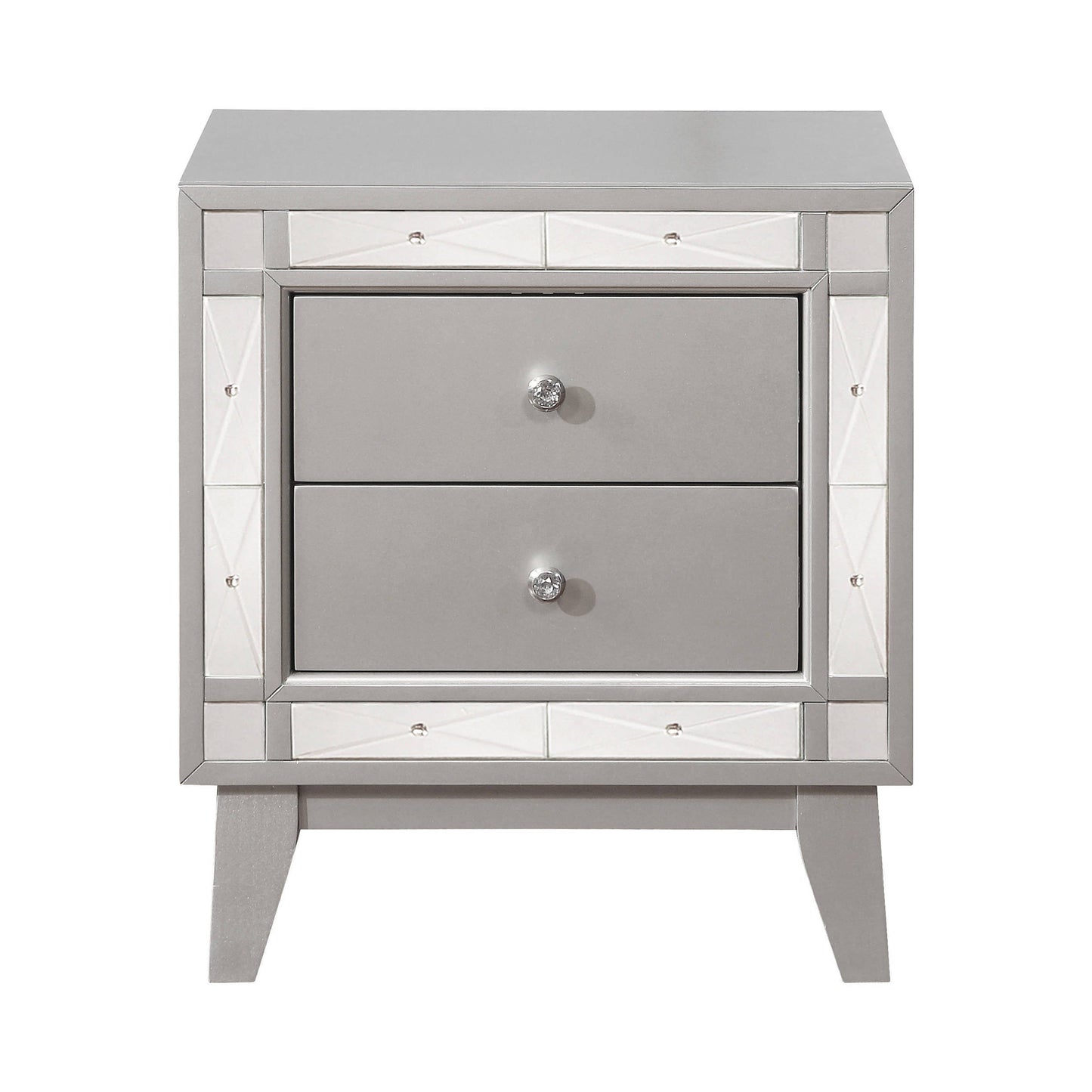 Leighton 2-Drawer Nightstand Metallic Mercury Collection: This 2-Drawer Nightstand Is Great For A Stylish Bedroom, This Transitional Two-Drawer Night Stand Is Full Of Chic Details. Leighton SKU: 204922 coastmega