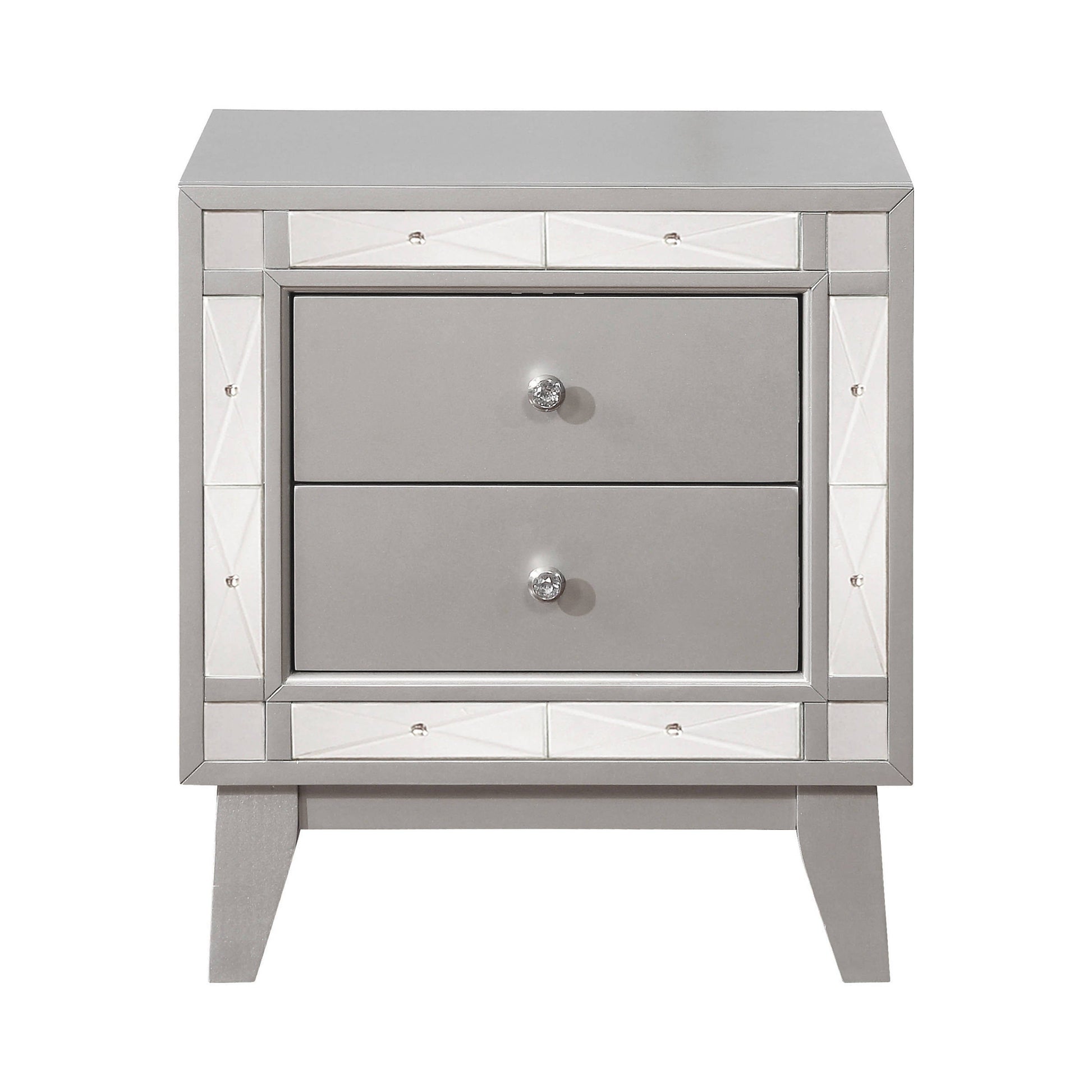 Leighton 2-Drawer Nightstand Metallic Mercury Collection: This 2-Drawer Nightstand Is Great For A Stylish Bedroom, This Transitional Two-Drawer Night Stand Is Full Of Chic Details. Leighton SKU: 204922 coastmega