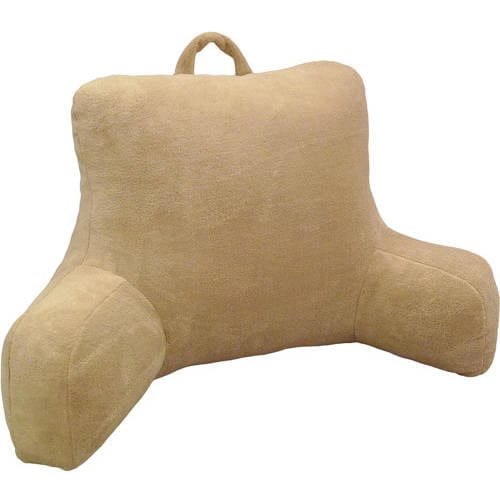 Mainstays Bed Rest Lounger Pillow -Faux Mink Fabric with Polyester Filling, 27" x 14" x 18", Solid Color Soft Silver - 42201577 ebuystt