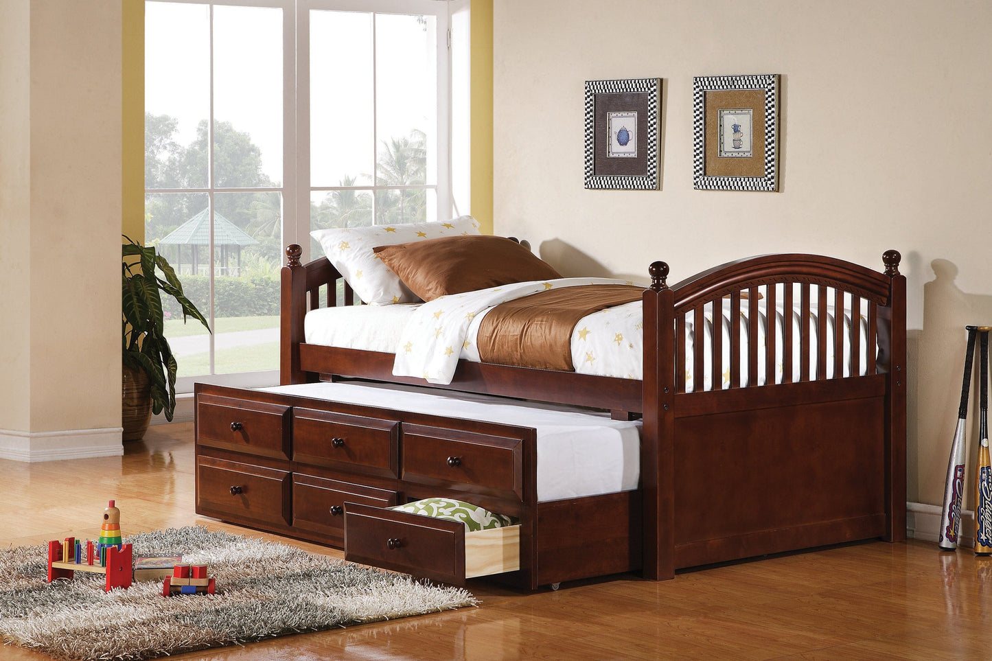 Twin Captain’s Bed With Trundle And Drawers Chestnut - 400381T A-Z Store Nadia