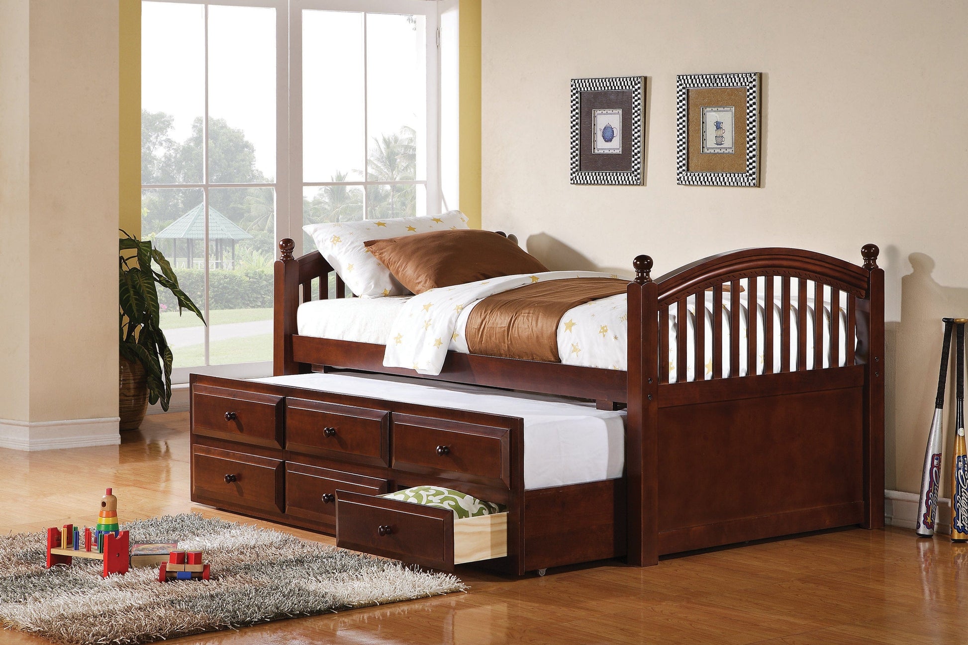 Twin Captain’s Bed With Trundle And Drawers Chestnut - 400381T A-Z Store Nadia