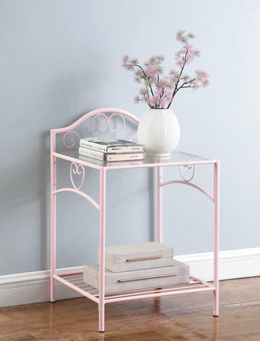 Massi 1-Shelf Nightstand With Glass Top Powder Pink - 401152 A-Z Store Nadia