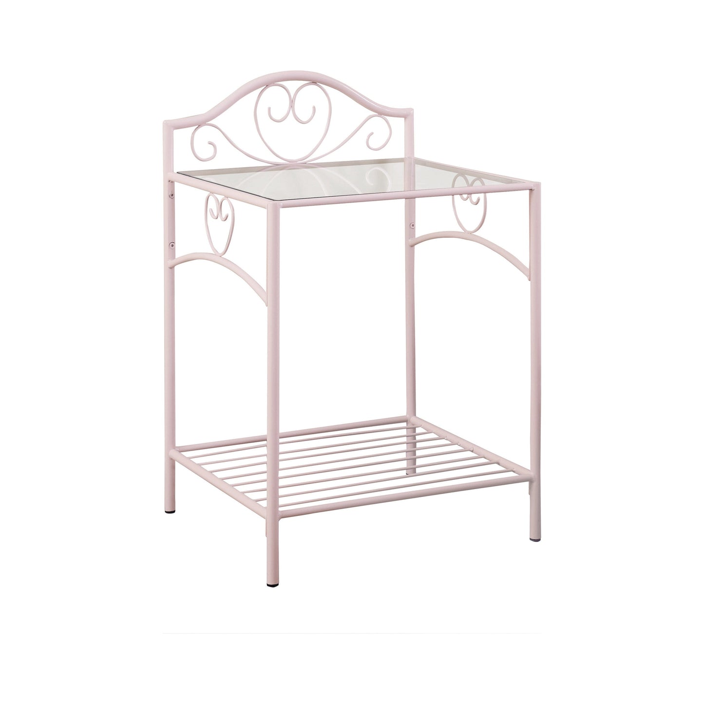 Massi 1-Shelf Nightstand With Glass Top Powder Pink - 401152 A-Z Store Nadia