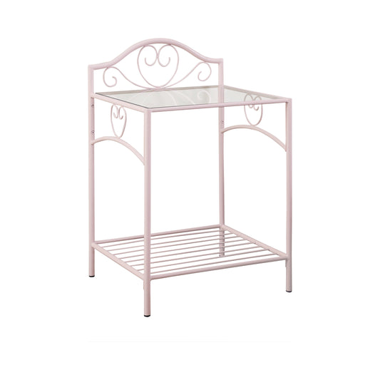 Massi 1-Shelf Nightstand With Glass Top Powder Pink - 401152 A-Z Store Nadia