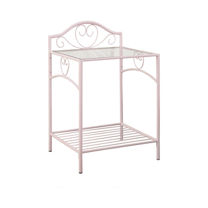 Massi 1-Shelf Nightstand With Glass Top Powder Pink - 401152