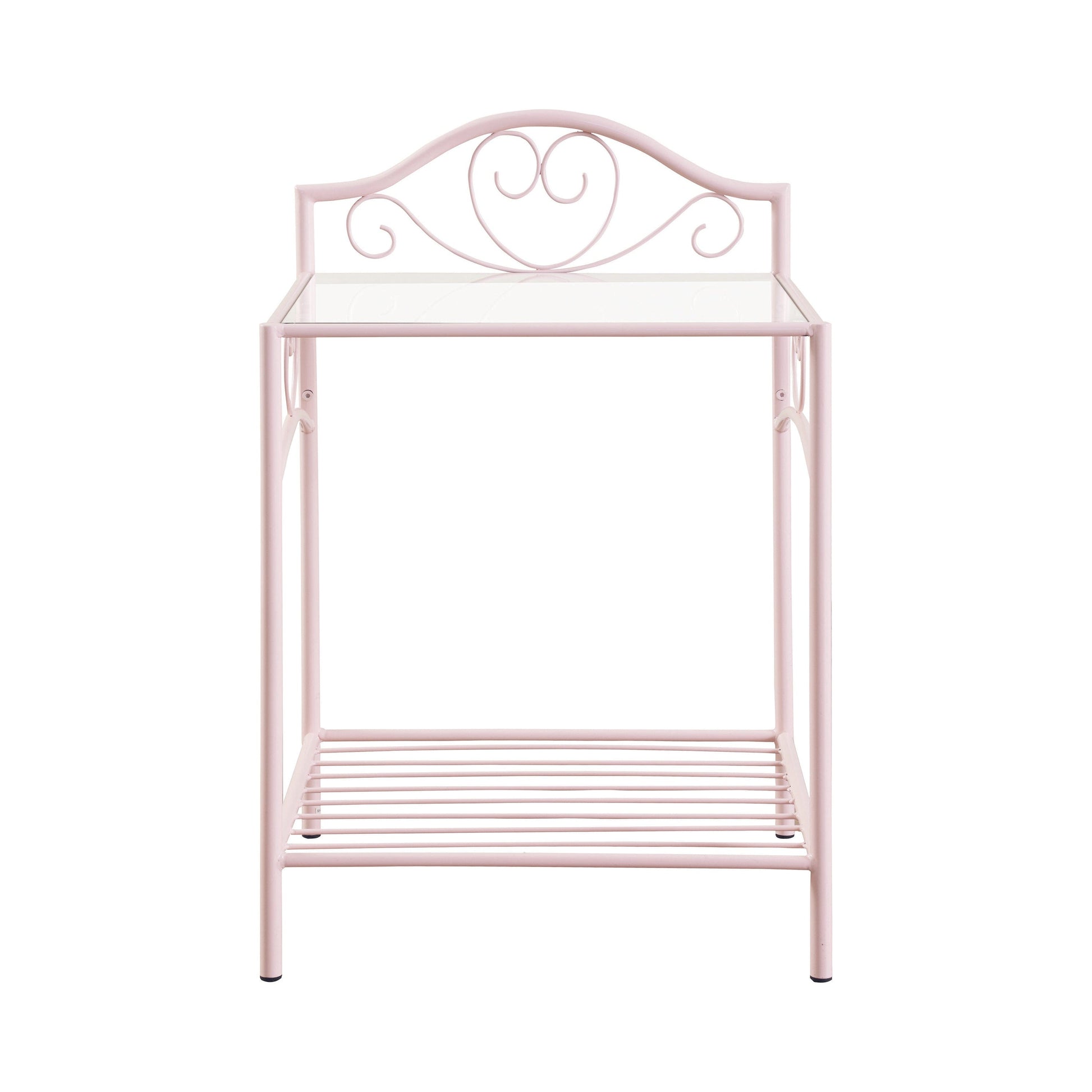 Massi 1-Shelf Nightstand With Glass Top Powder Pink - 401152 A-Z Store Nadia