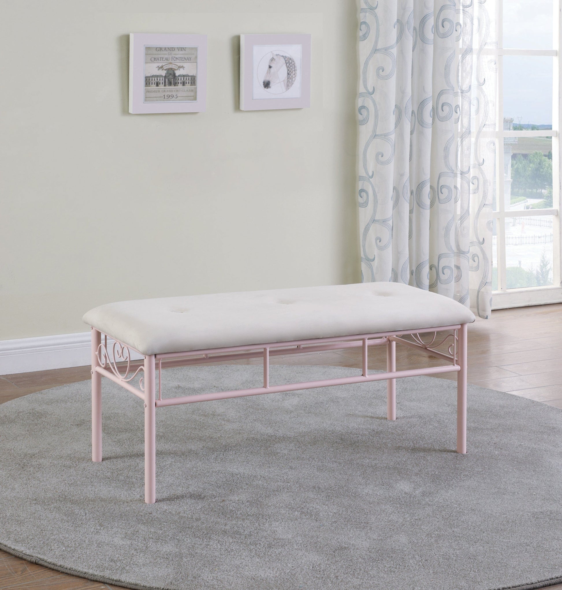 Massi Tufted Upholstered Bench Powder Pink - 401156 A-Z Store Nadia