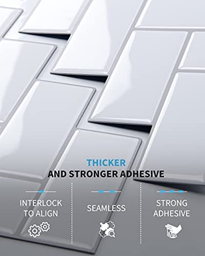 Art3d Herringbone Peel and Stick Backsplash Tiles (10 Tiles, Thicker Version) MEGA
