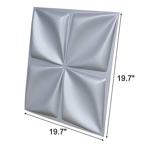 Art3d Matt Grey Silver 3D Wall Panel PVC Flower Design Cover 32 Sqft, for Interior Wall Decor in Living Room,Bedroom,Lobby,Office,Shopping Mall MEGA
