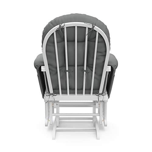 Storkcraft Premium Hoop Glider and Ottoman (White Base, Gray Cushion) – Padded Cushions with Storage Pocket, Smooth Rocking Motion, Easy to Assemble, Solid Hardwood Base EBUYSTT