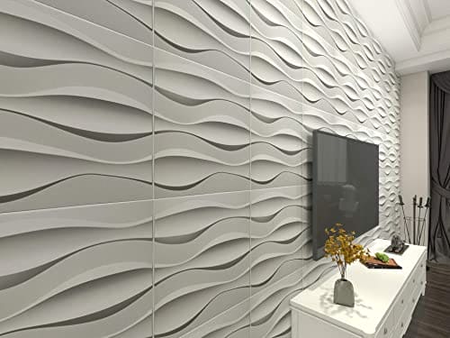 Art3d Textures PVC Wall Panels, Big Wave 3D Panelling, 19.7" x 19.7" (12 Pack) MEGA