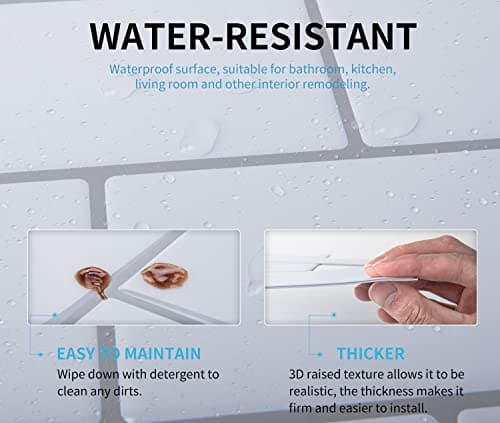 Art3d Peel and Stick Backsplash, 14x12 Subway Tiles, Faux Ceramic Tiles (10 Tiles, Thicker Version) MEGA