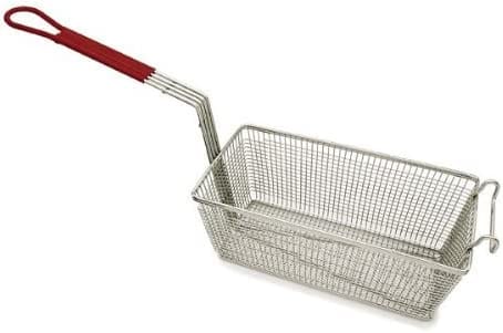 Royal Industries French Fry Basket, Red Plastic Coated Handle, Regardless of whether you're frying crinkle-cut or waffle fries or mozzarella sticks customers will love the crispy crunch and delicious taste of these deep fried favorites-RoyFB1265PH Hannah's Variety Store